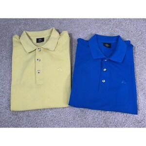 (2) Karaca Men's Medium Slim For Polo Yaka Basic T-Shirt Yellow Blue 100% Cotton